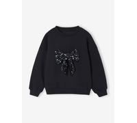 Mädchen Weihnachts-Sweatshirt mit Pailletten-Schleife grau Gr. 92/98 von vertbaudet