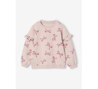 Mädchen Weihnachts-Sweatshirt mit Volantärmeln pudrig rosa Gr. 116 von vertbaudet