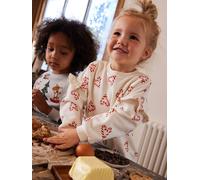 Mädchen Weihnachts-Sweatshirt mit Volantärmeln wollweiß Gr. 92/98 von vertbaudet