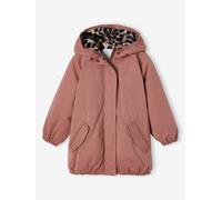 Vertbaudet Mädchen Winterjacke mit Kapuze, Wattierung Recycling-Polyester rosenholz/leo 128