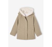 Mädchen Wintermantel mit Kapuze & Schleife, Wollmix beige Gr. 134 von Vertbaudet
