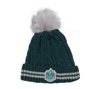 Mädchen Wintermütze mit Motiv Harry Potter "Slytherin", mit Bommel, dunkelgrün, 54