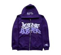MAEHARRT Unisex Y2k Zip Up Hoodie Full Zip Up Hoodie Over Face Strass Streetwear Hoodies Punk Goth Aesthetic Hoodies, A01-lila, Medium
