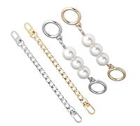 MaehSab 4 Stück Handtasche Kette Strap Extender, 2 Pcs Flache Metallkette Strap + 2 Pcs Handtasche Handtasche Imitation Perle Kette, Handtasche Dekoration Zubehör Charms für Handtasche Umhängetasche