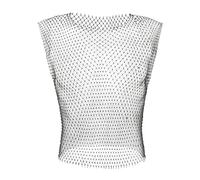 Männer Fischnetz Sexy Tank Tops Strass Glänzende Durchsichtige Hohl Weste Mesh Ärmelloses T-Shirt Transparente Kleidung