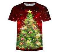 Männer Goldenen Glitter T-Shirts Weihnachten Shirt Kurzarm 3D Muster Lustige Hemd