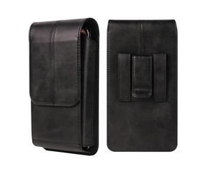 Männer Leder Handy Gürteltasche mit Gütelclip Schwarz, Handyhülle mit Gürtel Schlaufe, Smartphone Tasche Handyhalterung Bauchtasche Outdoor Brieftasche Ledertasche Portemonnaie für Wandern Camping