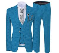 Männer Polka Dot Druck Dünnes Anzug Business Three-Piece Blazers Jacke Set hu LAN 3XL for 81-86 kg