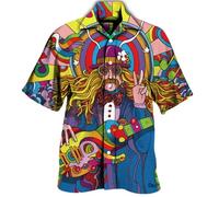 Männer Retro-Shirt Regular Retro Sommer Lässige Strandhemden Hawaiian Party Kurzarm T-Shirt Tops