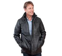 Männer von mittlerer Länge Klassische Warm schwarzen Lederjacke 5XL