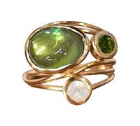 Männliche Ringe Böhmischer Abalone-Muschelring Sorgenfreier Ring Einfacher Hammergürtelring Liebesring für Männer und Frauen Modekreativer, Leichter, Verstellbarer Persönlichkeitsring für (Gold, 9)