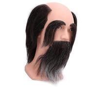 Männlicher Schaufensterpuppenkopf mit Echthaar, Langen Bart-Augenbrauen für Friseur-Übungskopf, Realistisches Harz-PVC, Dauerwelle, Bleichmittel, Farbstoff-Anzeige