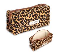 Mäppchen Cord-Stoff Mädchen Teenager Stiftetasche Stiftemappe Pencil Case Federtasche Schreibwaren Organizer Tasche Große Speicherkapazität Federmäppchen für Schule Büro(Braun Leopardenmuster)