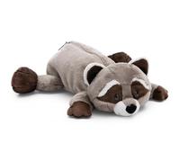 Mäppchen Waschbär Lenno 25x8x9cm grau - Flauschiges Federmäppchen für Mädchen und Frauen, Schultäschchen, Büro- oder Kosmetikmäppchen,weiches Plüschmäppchen
