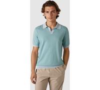 MAERZ Cotton X Linen Regular Fit Halbarmpullover blau, Einfarbig