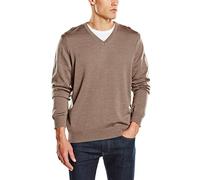 MAERZ Muenchen Herrenpullover V-Ausschnitt 490400 Schurwolle Beige (Hazel 169) Gr. 52