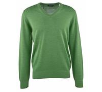 MAERZ Muenchen Strickpullover aus Schurwolle mit V-Ausschnitt in Oliv, Größe 48