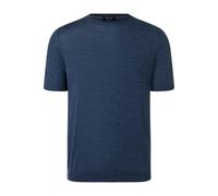 MAERZ Merino Air Modern Fit Halbarmpullover Nimes Blue, Einfarbig