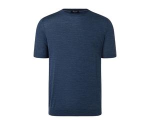 MAERZ Merino Air Modern Fit Halbarmpullover Nimes Blue, Einfarbig