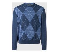 MAERZ Merino Superwash Modern Fit Pullover blau, Kariert