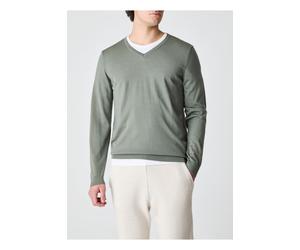 MAERZ Modern Fit Pullover grün, Einfarbig