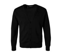 MAERZ Muenchen Cardigan Herren Regular Fit V-Ausschnitt Merino-Schurwolle schwarz, 58 (3XL)