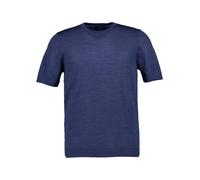 MAERZ Muenchen Kurzarmpullover Herren Slim Fit Kurzarm Rundhals Merinowolle blau, 52 (L)