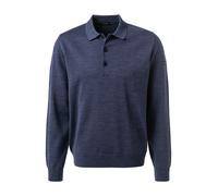 MAERZ Muenchen Polo-Shirt Herren Regular Fit Langarm Merinowolle blau, 48 (S)