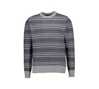 MAERZ Muenchen Pullover Herren Regular Fit Rundhals Merinowolle grau gemustert, 48 (S)