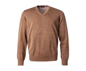 MAERZ Muenchen Pullover Herren Regular Fit V-Ausschnitt Merinowolle braun, 50 (M)