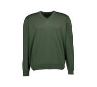 MAERZ Muenchen Pullover Herren Regular Fit V-Ausschnitt Merinowolle grün, 54 (XL)