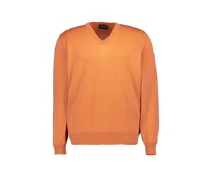 MAERZ Muenchen Pullover Herren Regular Fit V-Ausschnitt Merinowolle orange, 50 (M)
