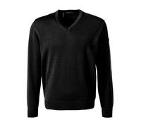 MAERZ Muenchen Herren Pullover V-Ausschnitt Merino Superwash Regular Fit Schwarz Gr. 48