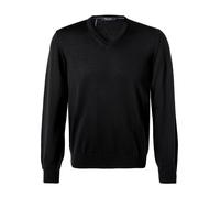 MAERZ Muenchen Pullover Herren Slim Fit V-Ausschnitt Merinowolle schwarz, 50 (M)