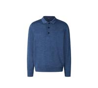 MAERZ Muenchen Polo-Shirt Herren Regular Fit Langarm Merinowolle blau, 50 (M)