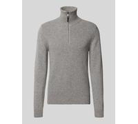 MAERZ Muenchen Strickpullover mit Troyer-Kragen in Mittelgrau, Größe 58