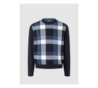 MAERZ Muenchen Pullover Herren Regular Fit Merinowolle blau Raute und Karo, 50 (M)