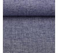 MAGAM-Stoffe Alina Baumwoll-Leinen Mode Meterware 50cm (Fischgratmuster dunkelblau)
