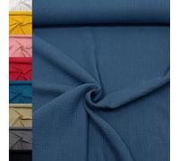 MAGAM-Stoffe Greta Musselin Stoff Double Gauze uni Oeko-Tex Meterware 50cm (26. Indigo blau)
