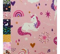 MAGAM-Stoffe Niklas Kinder Baumwollstoff ÖKO-TEX Meterware ab 50cm (Einhorn rosa)