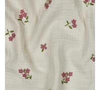 MAGAM-Stoffe Paul Musselin Mulltuch Kinder Baumwollstoff Oeko-Tex Meterware 50cm (Blümchen gestrickt natur)