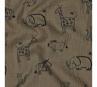 MAGAM-Stoffe Paul Musselin Mulltuch Kinder Baumwollstoff Oeko-Tex Meterware 50cm (Safari Tiere khaki)