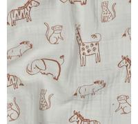 MAGAM-Stoffe Paul Musselin Mulltuch Kinder Baumwollstoff Oeko-Tex Meterware 50cm (Safari Tiere natur)