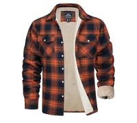 MAGCOMSEN Fleecejacke Herren Gefüttert Holzfällerhemd Karierte Jacke Thermo Übergangsjacke Hemdjacke Winter Orange 3XL