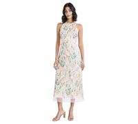 Maggy London Damen Floral Besticktes Neckholder-midikleid mit V-Ausschnitt Hinten Kleid, rot/pink, 46