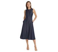 Maggy London Damen Women's Sleeveless A-line Midi Dress - Contrast Stitch Detail with Round Neckline and Side Pockets Lässiges Kleid (1er Pack)