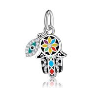 Magic Charms Evil Eye Hamsa Hand Charms 925 Sterling Silber Evil Eye Fátima Bead Colgante Charm para mujer European Snake Dangle Dazzling Charms Bracelet, A-Hamsa Hand