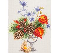 Magic Needle 100-001 ZW Winterstrauß Kreuzstichset mit Zählmuster Zweigart Edition, Baumwolle, multifarbig, 20x23cm