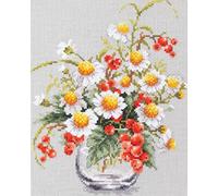Magic Needle 100-012 ZW Kamille und rote Johannisbeere Kreuzstichset mit Zählmuster Zweigart Edition, Baumwolle, multifarbig, 18x23cm