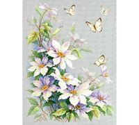 Magic Needle 100-062 ZW Klematis Kreuzstichset mit Zählmuster Zweigart Edition, Baumwolle, multifarbig, 28x39cm